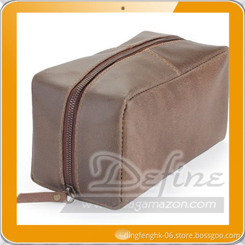 Burnt Umber Luxury Leather Dopp Kit Shaving Toiletry Travel Bag